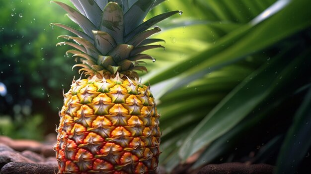 Een ananas met het woord ananas erop