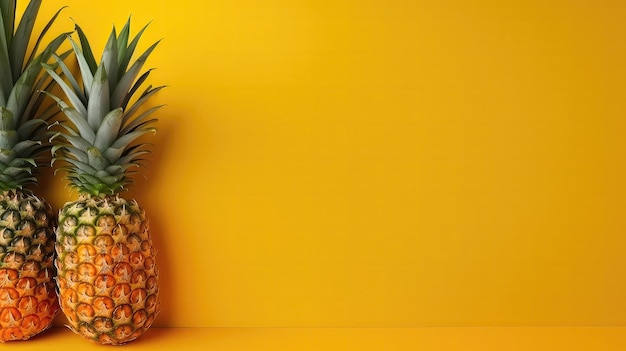 Een ananas op een gele achtergrond