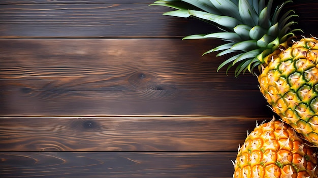 Een ananas op een houten tafel