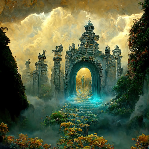 een andere wereld mooi maar bang uitziende poort fantasie mysterie mythologisch