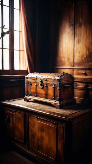 Foto een antieke kist in een historische sfeer
