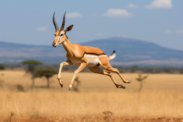 Een antilope die in de lucht springt