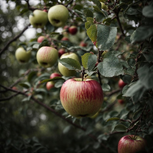 Een appel in een appelboom