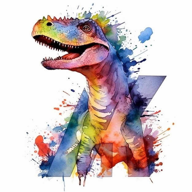 Een aquarel dinosaurus