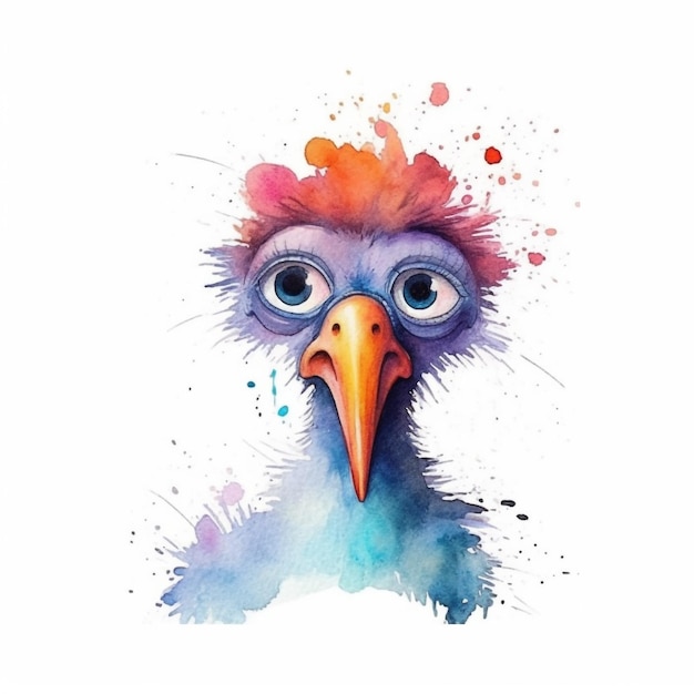 Een aquarel illustratie van een vogel uit de serie 'de vogel'