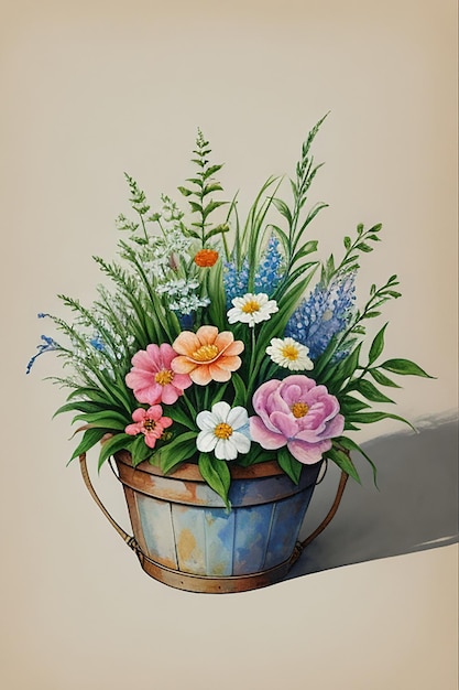 Foto een aquarel schilderij van bloemen