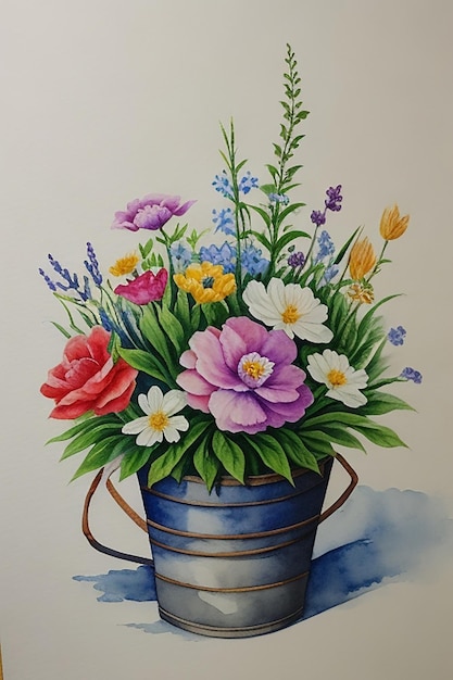 Foto een aquarel schilderij van bloemen