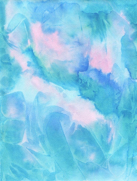 Een aquarel schilderij van een blauwe en roze achtergrond met een blauwe achtergrond