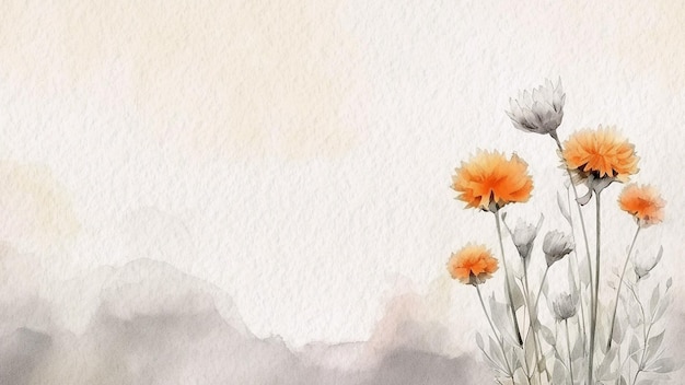 Een aquarel schilderij van een gele bloem met een blauwe achtergrond