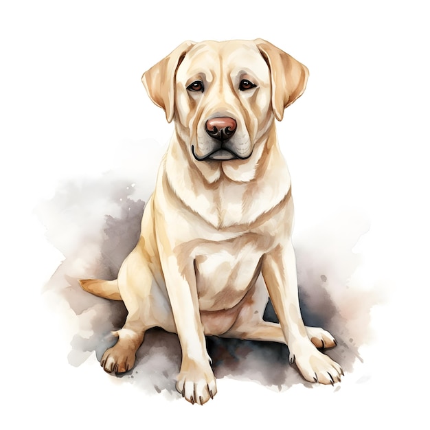 Een aquarel schilderij van een gele labrador retriever