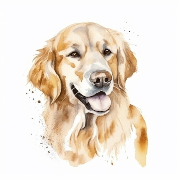 Een aquarel schilderij van een golden retriever hond.