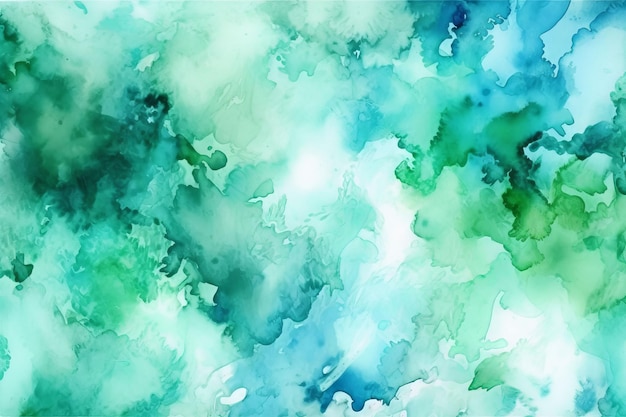 Een aquarel schilderij van een groene en blauwe aquarel achtergrond.