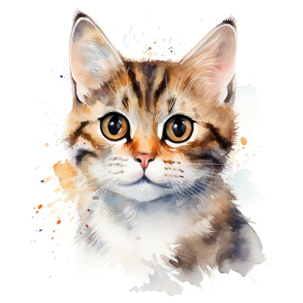 Een aquarel schilderij van een kat