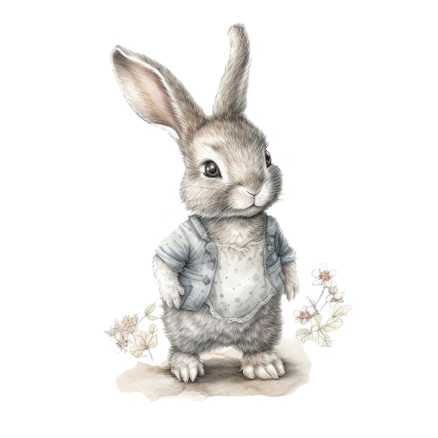 Een aquarel schilderij van een konijn met grote oren