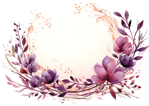 een aquarel schilderij van paarse bloemen en bladeren Abstract Violet gebladerte achtergrond met negatief