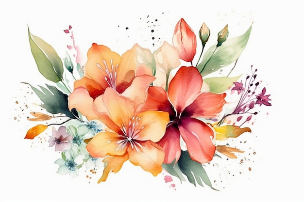 Een aquarel van bloemen met het woord lelies erop.