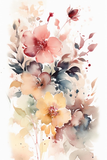 Een aquarel van bloemen.