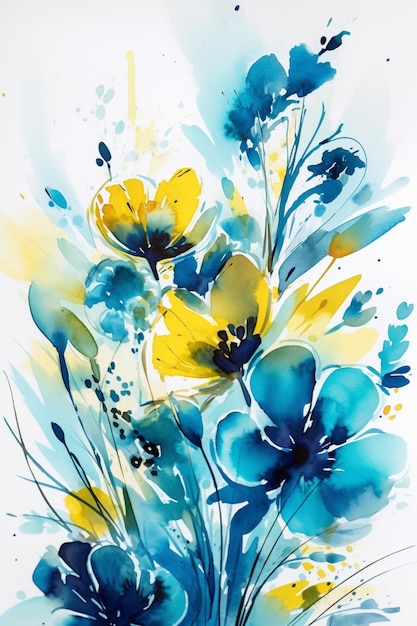 Een aquarel van bloemen.