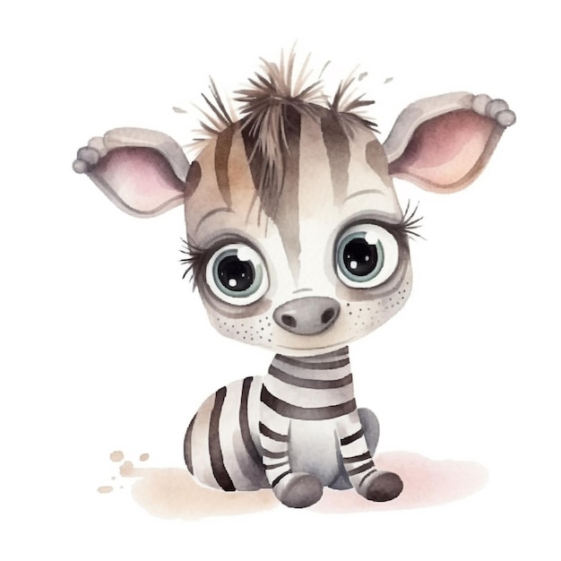 Foto een aquarel van een babyzebra.