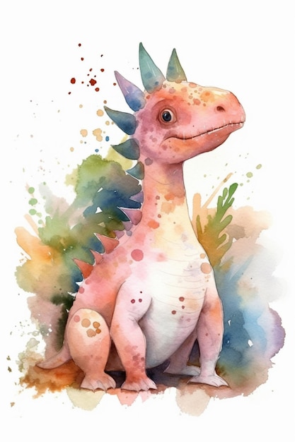 Een aquarel van een dinosaurus.