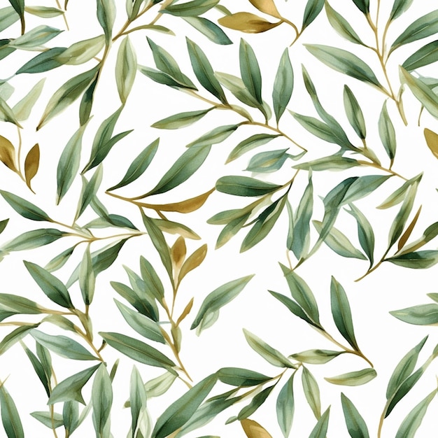 een aquarel van een groen bladplantpatroon generatieve ai