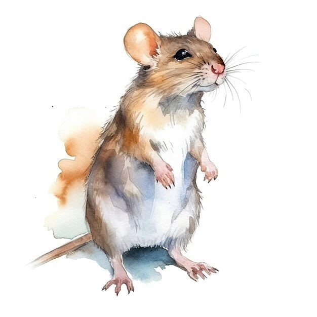 Een aquarel van een muis