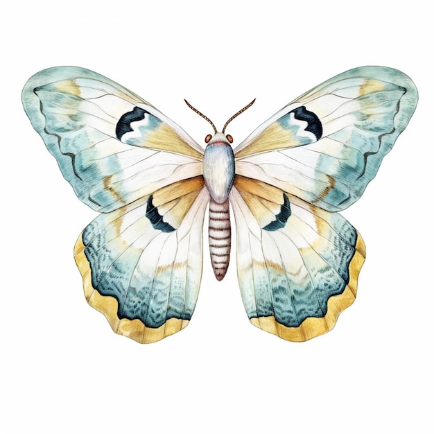 Een aquareltekening van een vlinder.