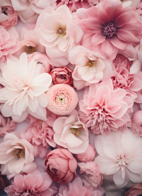 Foto een arrangement van roze bloemen