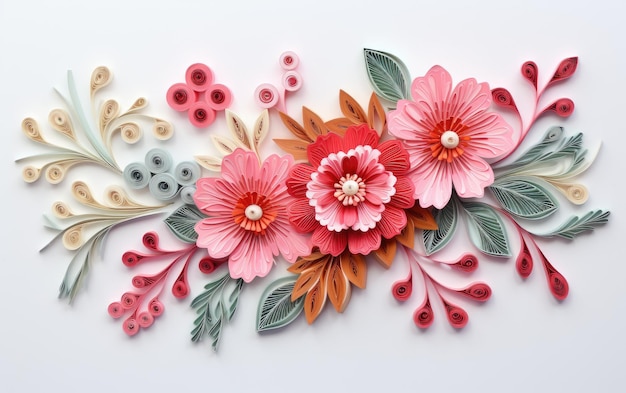 Een artistieke en unieke handgemaakte papieren filigraan-groetbloemen