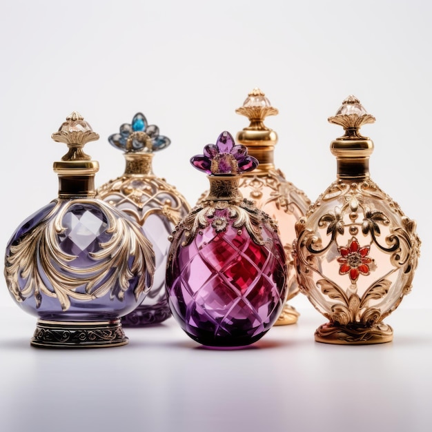 Een assortiment luxueuze parfumflessen