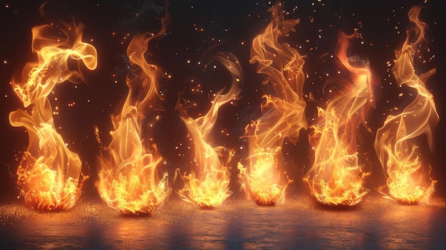 Een assortiment van realistische vlammen