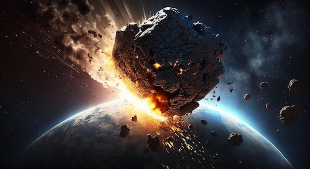 Een asteroïde valt op aarde Generatieve AI