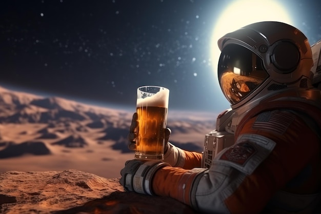 Een astronaut drinkt wat bier op de planeet Generatieve AI