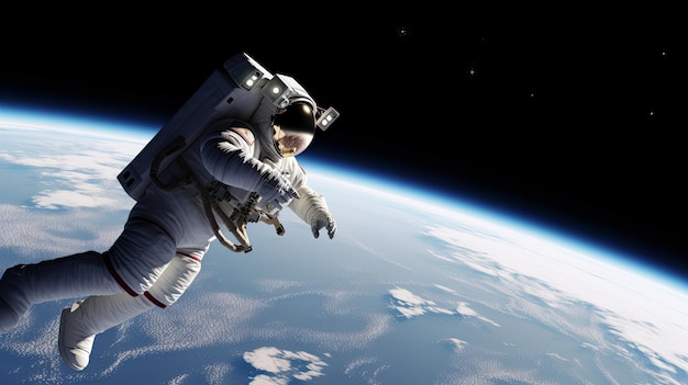 een astronaut in de ruimte boven de aarde