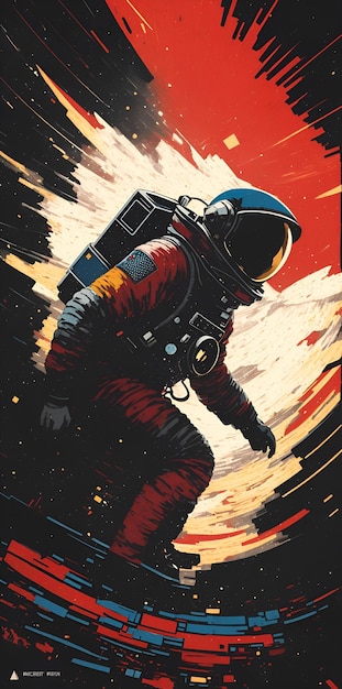 Een astronaut in een ruimtepak met een rode achtergrond en de woorden 'spaceman' op de cover.