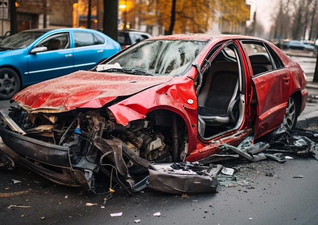 een auto die beschadigd is door een auto.