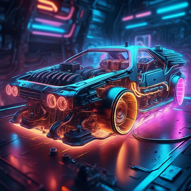 Een auto met een lichte neonmotor is een op maat gemaakte auto die is uitgerust met neonverlichting.