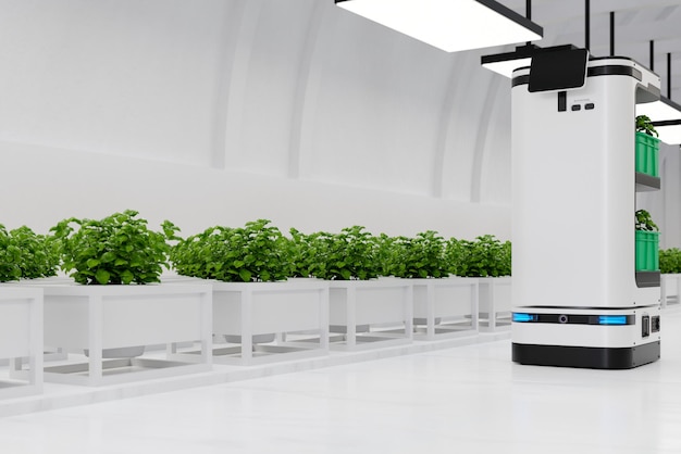 Een autonome robot die helpt bij het transporteren en verzorgen in groenteplantages