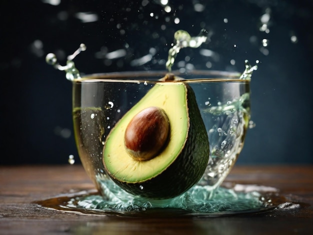 een avocado wordt in een glas water gegoten