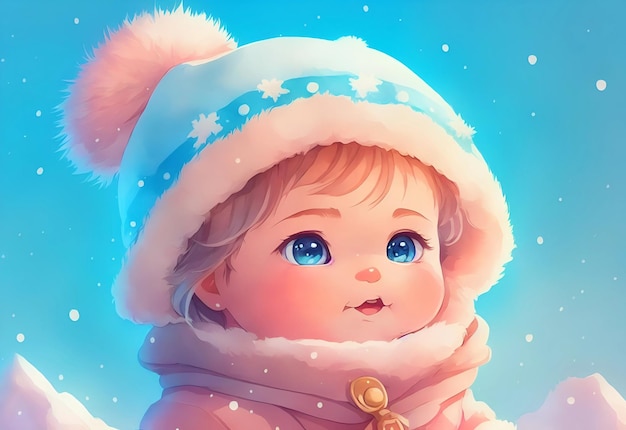 Een baby in een hoed met een blauwe ster erop