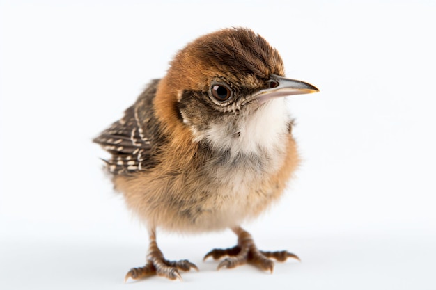 Een babykardinaal met witte achtergrond