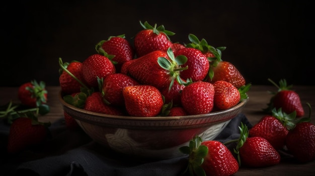 Een bakje aardbeien met het woord aardbei erop