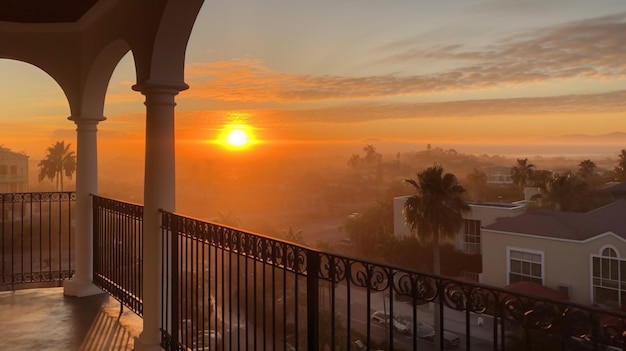 Een balkon met uitzicht op de stad San Diego