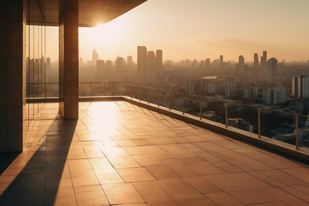 Een balkon met uitzicht op de stad