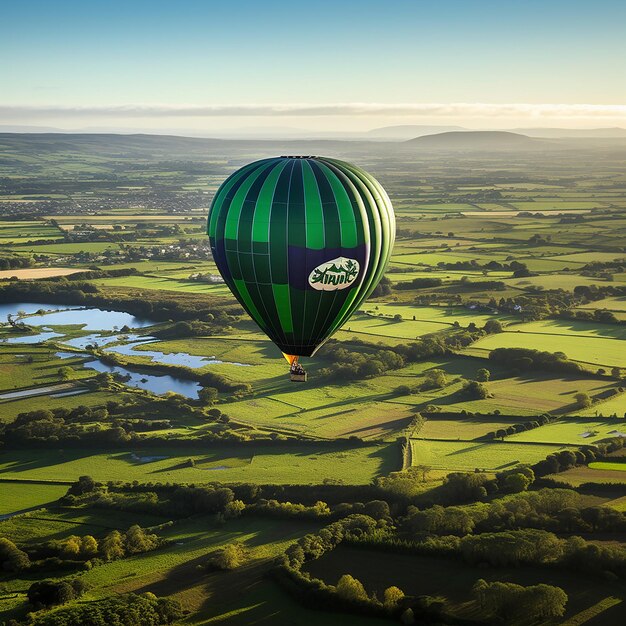 Een ballonvlucht in het groen.