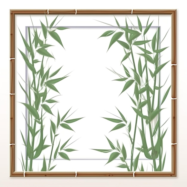 Een bamboe lijst met een witte rand en een witte lijst met het woord bamboe erop.
