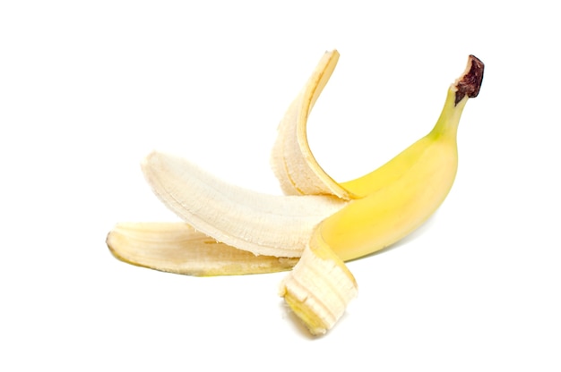 Een banaan op witte achtergrond