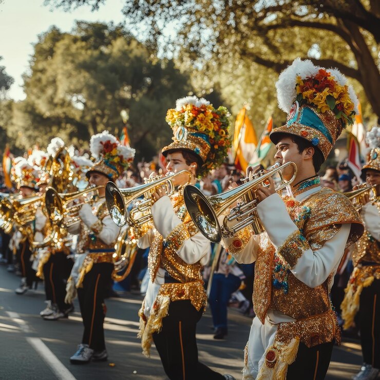 Foto een band van muzikanten met het woord het woord op de voorkant