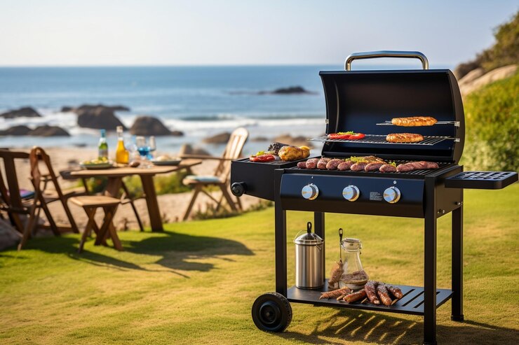 Foto een barbecue grill met een verscheidenheid aan houtsnippers voor verschillende rookgeuren