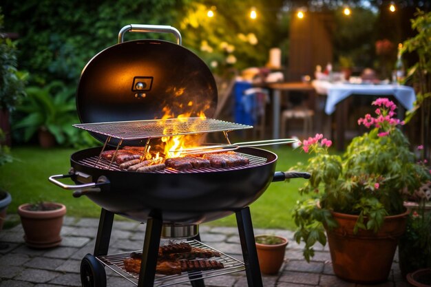 Foto een barbecue grill met een verscheidenheid aan houtsnippers voor verschillende rookgeuren